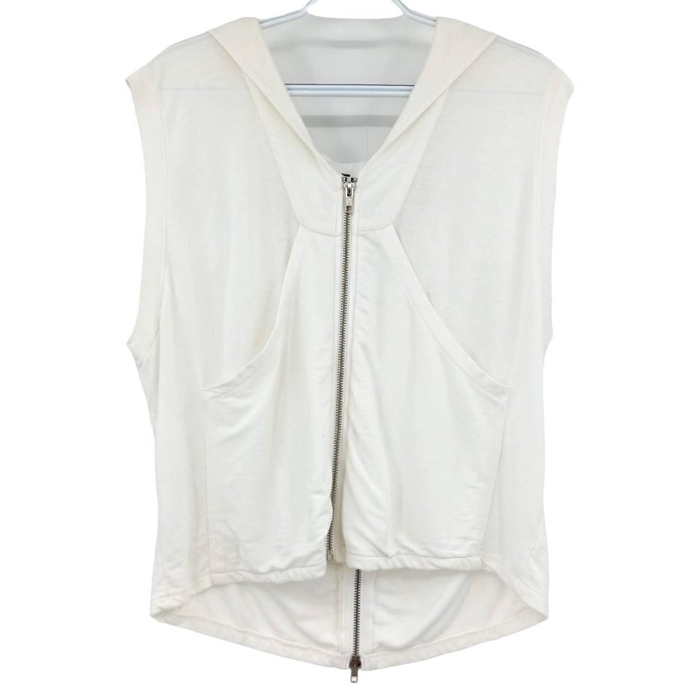 AIKO White Full Zip Hooded Boxy Sleeveless Top Women's XS Athleisure Lounge Wear